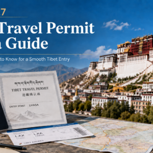 2026–2027 Tibet Travel Permit and visa guide with passport, travel documents and Potala Palace in Lhasa, Tibet